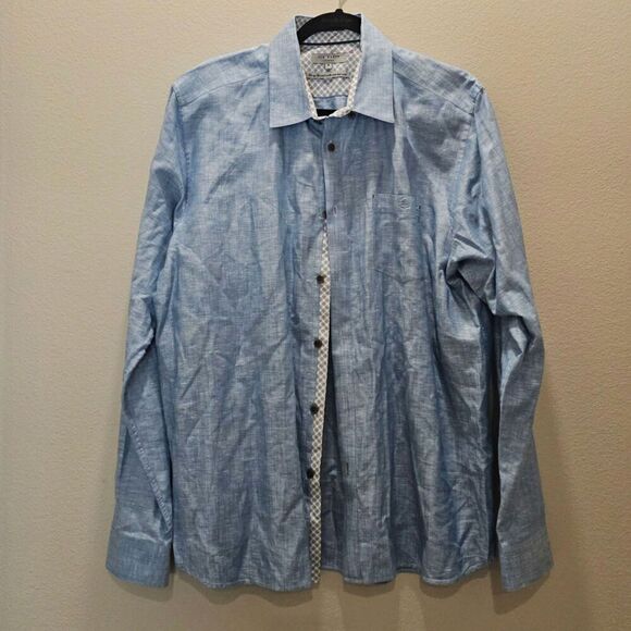 Ted Baker Men's Long Sleeve Linen Button Down Size 6 - Picture 1 of 8